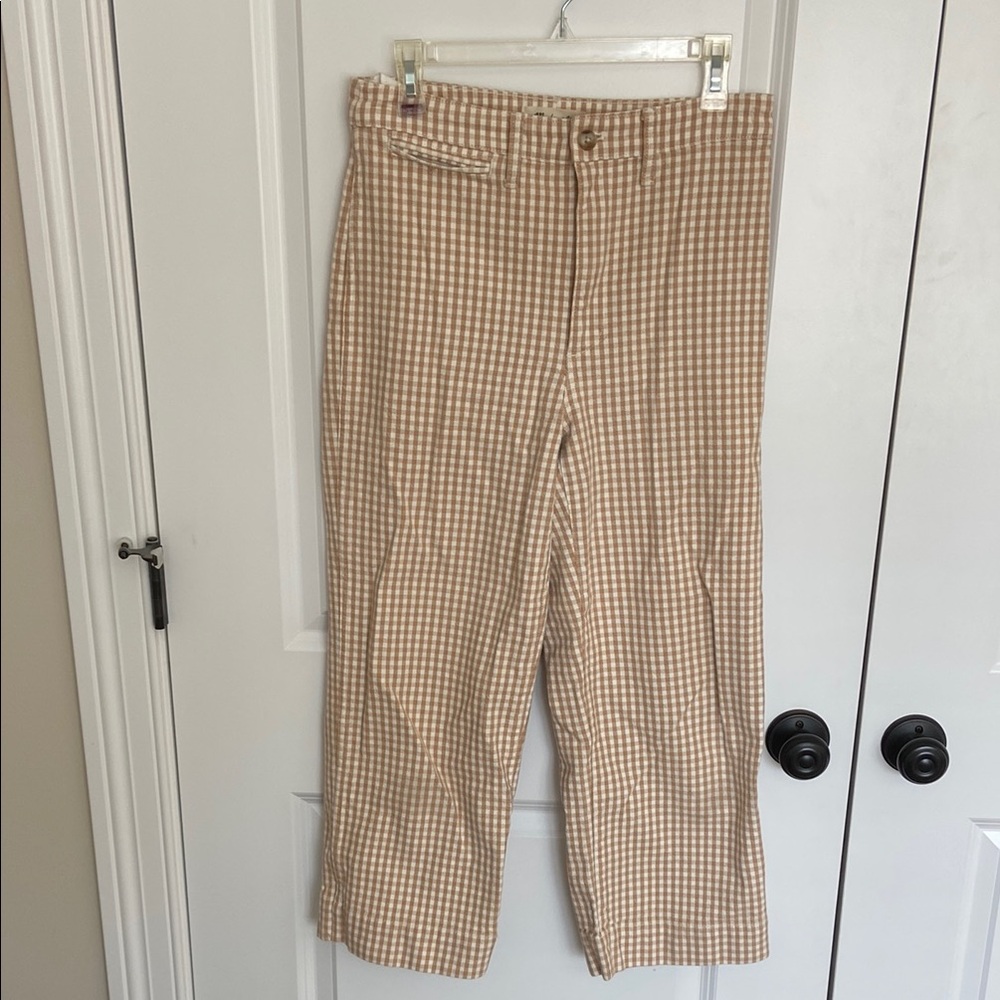 Madewell Beige Gingham Women’s Wide leg pants